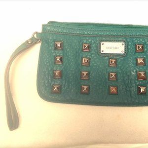 NINE WEST Turquoise Wristlet Clutch Billfold Purse